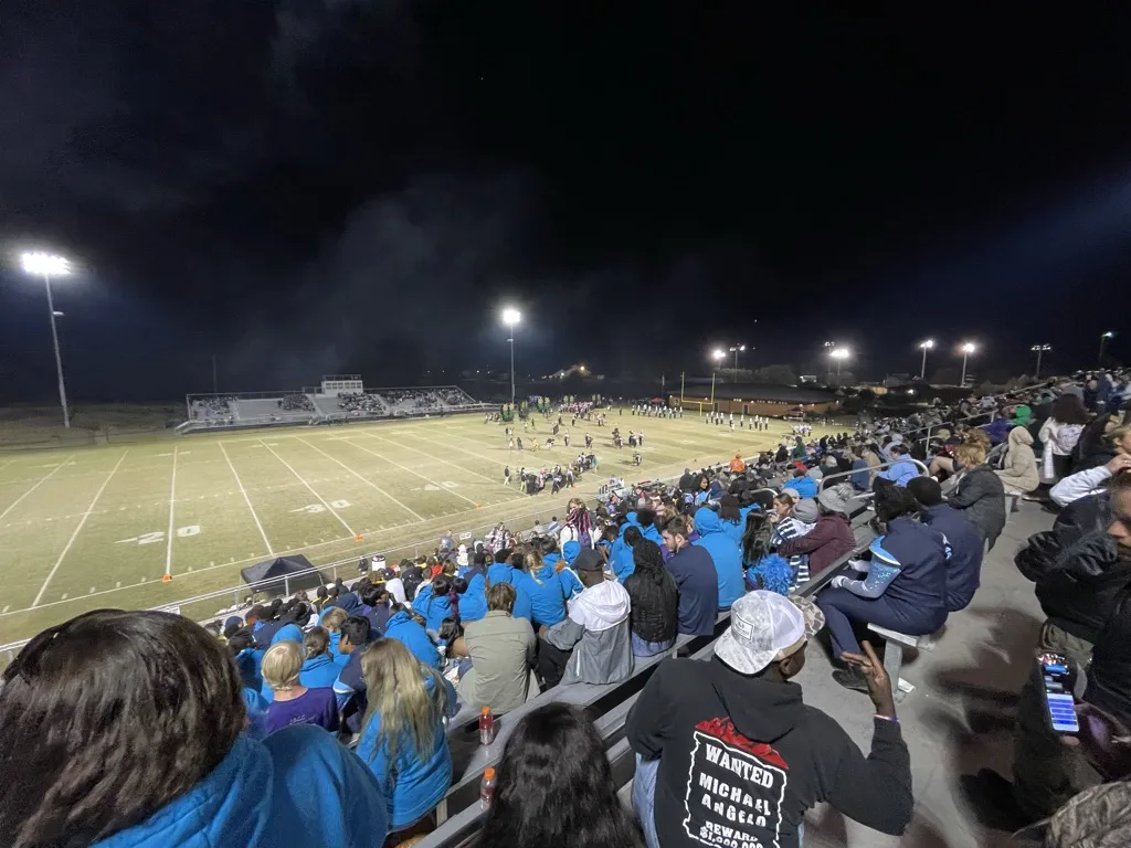 White Knoll Football Stadium "The Bank" during marching competition