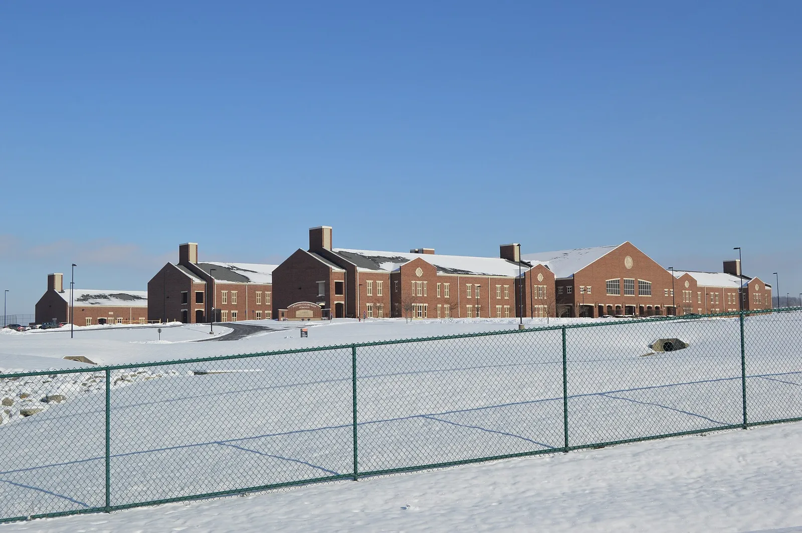 Overview from the south of Amanda-Clearcreek High School, located at 328 E. Main Street in Amanda, Ohio, United States.