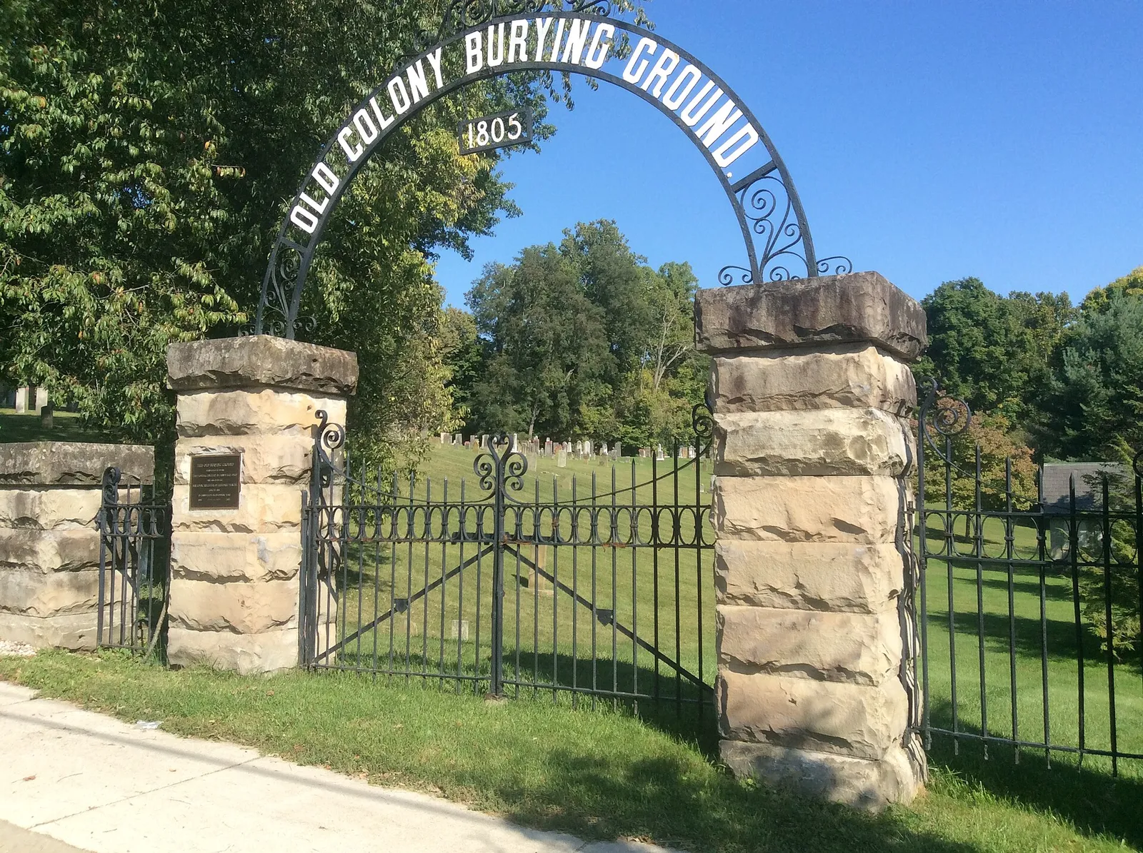 Old Colony Burying Ground, gate to main entrance on South Main Street, Granville, Ohio