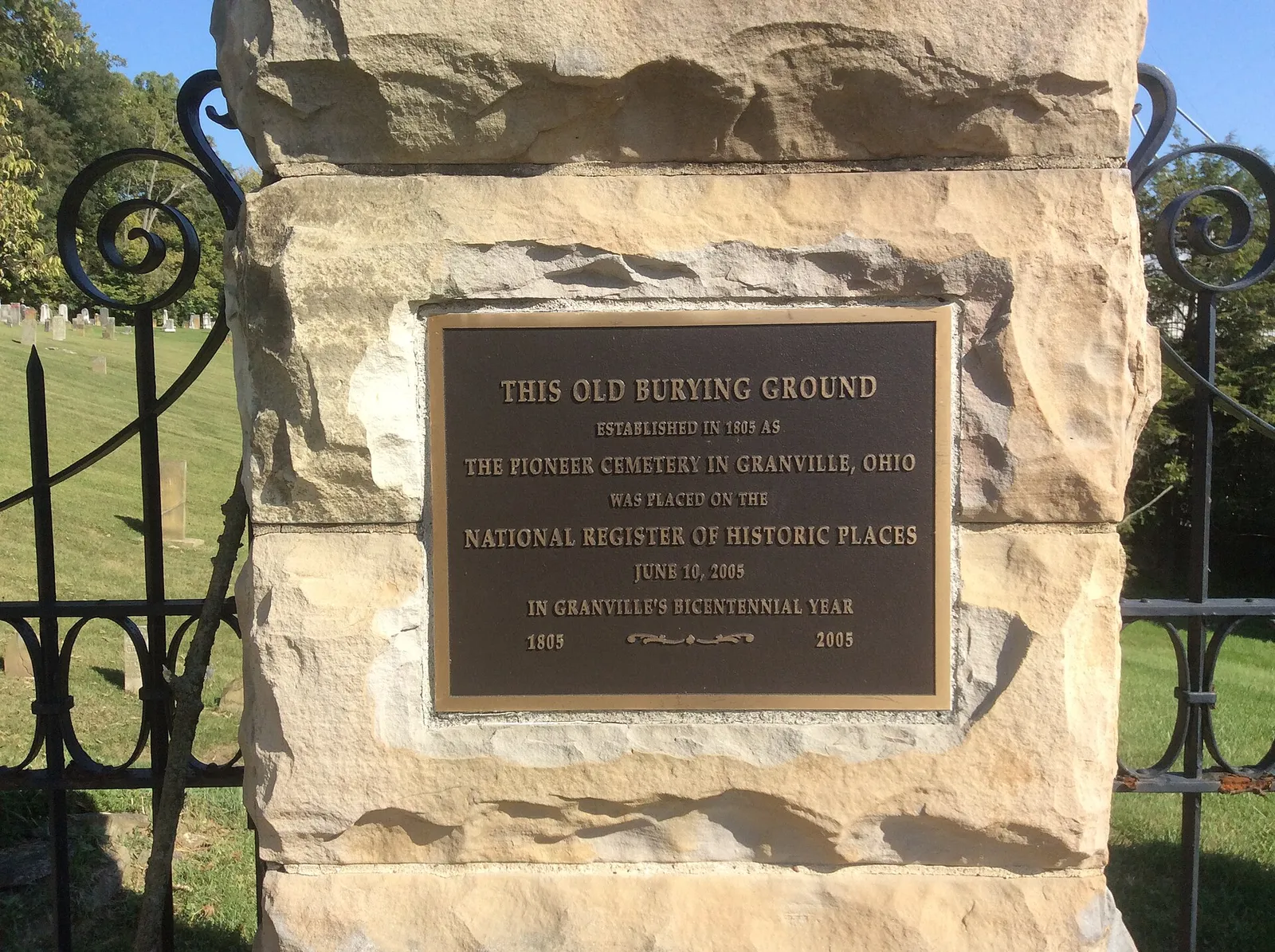 Old Colony Burying Ground, plaque on South Main Street gate