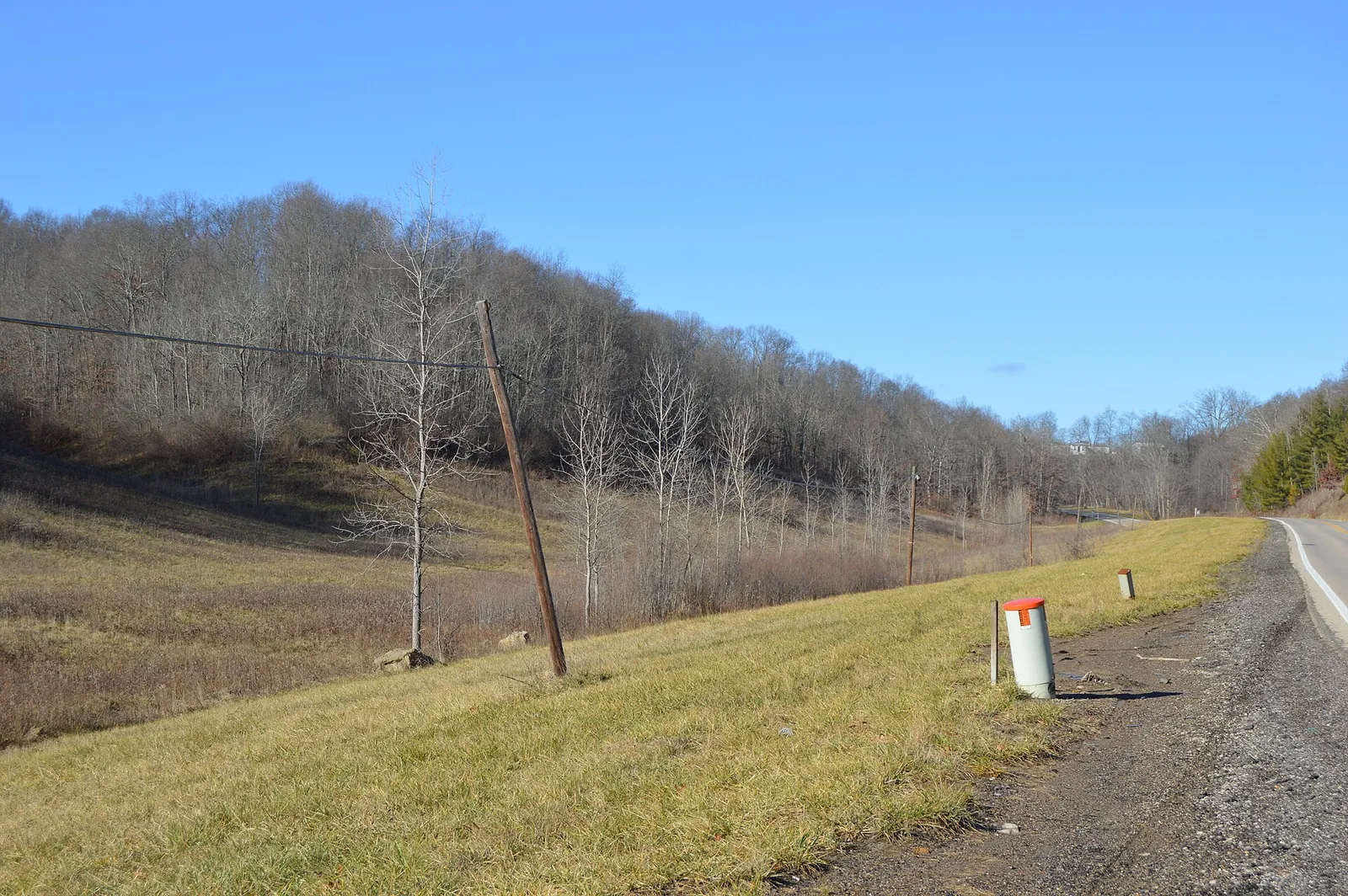 Open countryside on the southern side of State Route 155 between Shawnee and Hemlock in Salt Lick Township, Perry County, Ohio, United States.