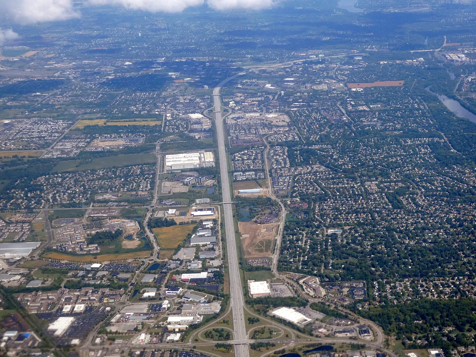 Aerial view of I-270 near Hilliard, Ohio, in September 2023
