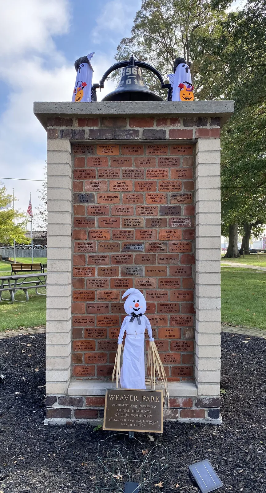 This is a photo of the centerpiece of the town at the Hilliard Ohio Historical Society during their Halloween celebration.