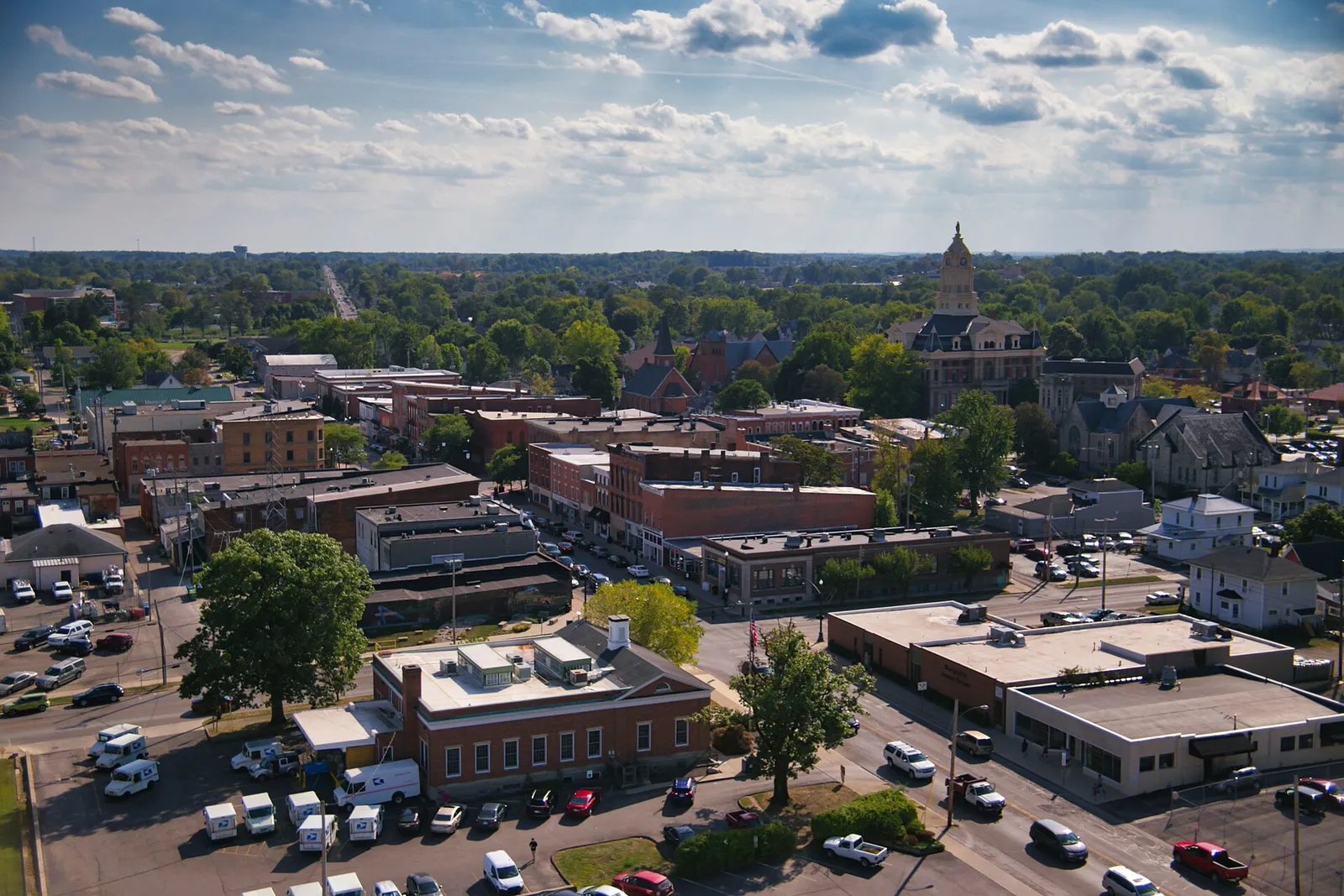 Marysville, Ohio as viewed from atop the downtown grain silo