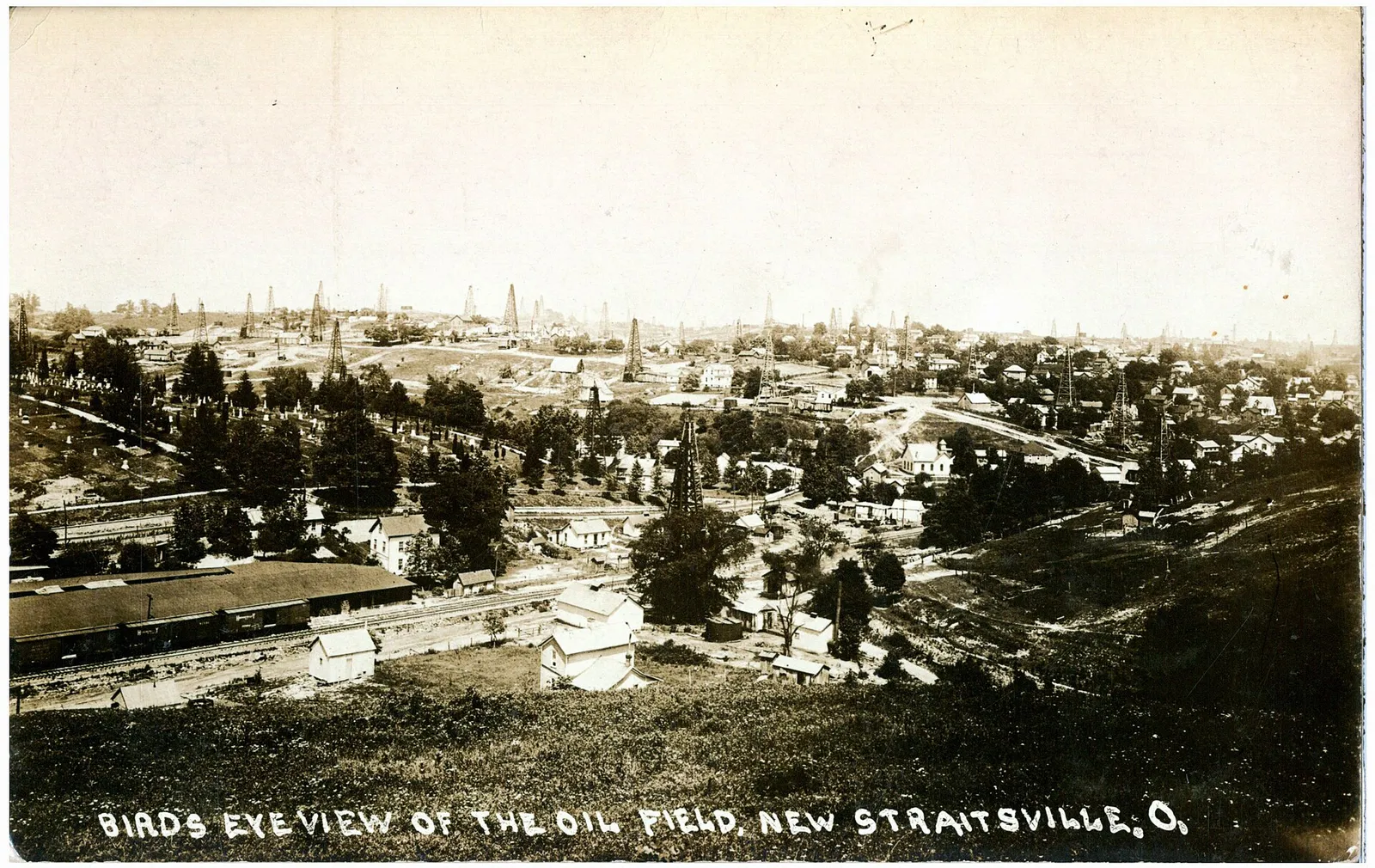A birds eye view of the oil fields located near New Straitsville, Ohio.