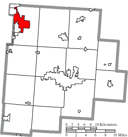 Map of the municipal and township boundaries of Fairfield County, Ohio, United States, as of the 2000 census, with the location of the city of Pickerington high