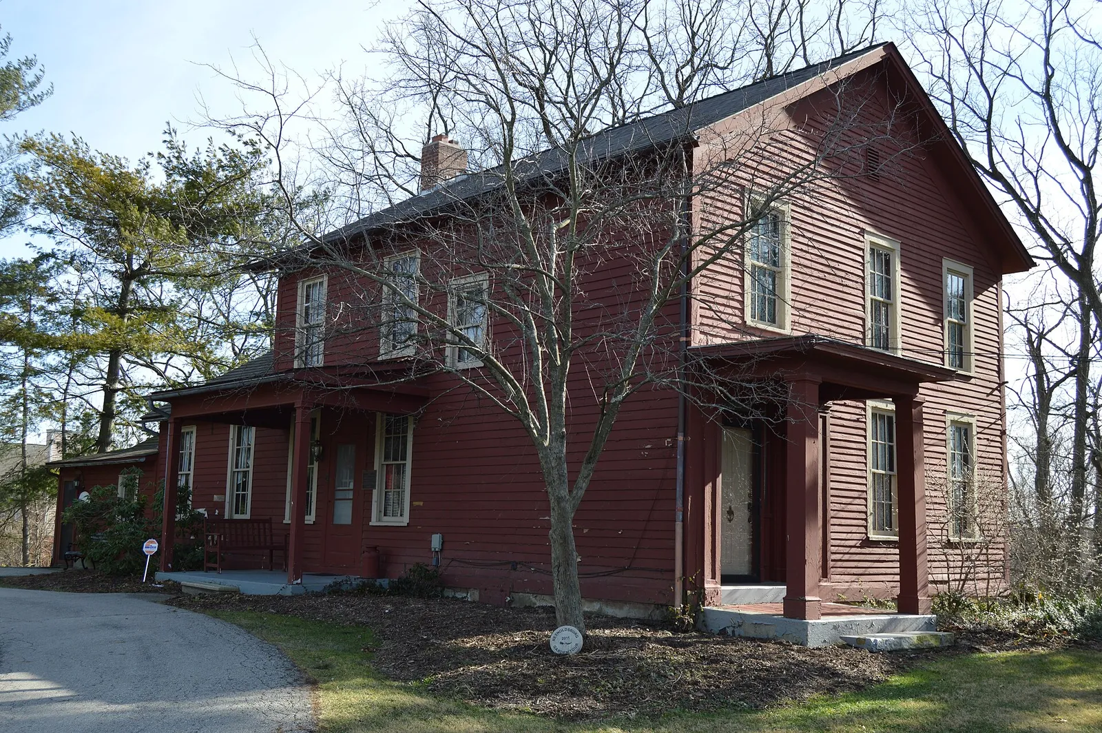Northern side and front of the Alexander W. Livingston House, located at 1792 Graham Road in Reynoldsburg, Ohio, United States. Now a museum, the house is list