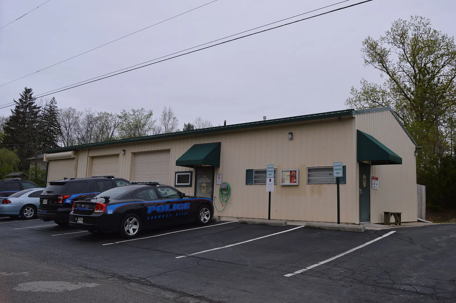 Front and eastern end of Village Hall in Shawnee Hills, Ohio, United States, located at 40 W. Reindeer Drive.