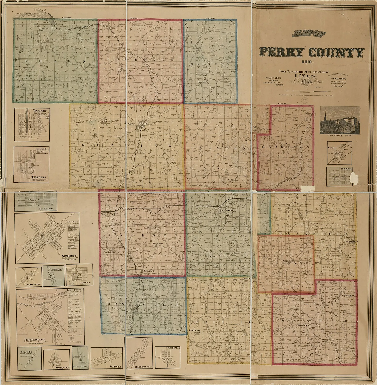 "Entered according to act of Congress A.D. 1859 by H.F. Walling in the Clerk's Office of the District Court of the Southern District of N. York." LC Land owners
