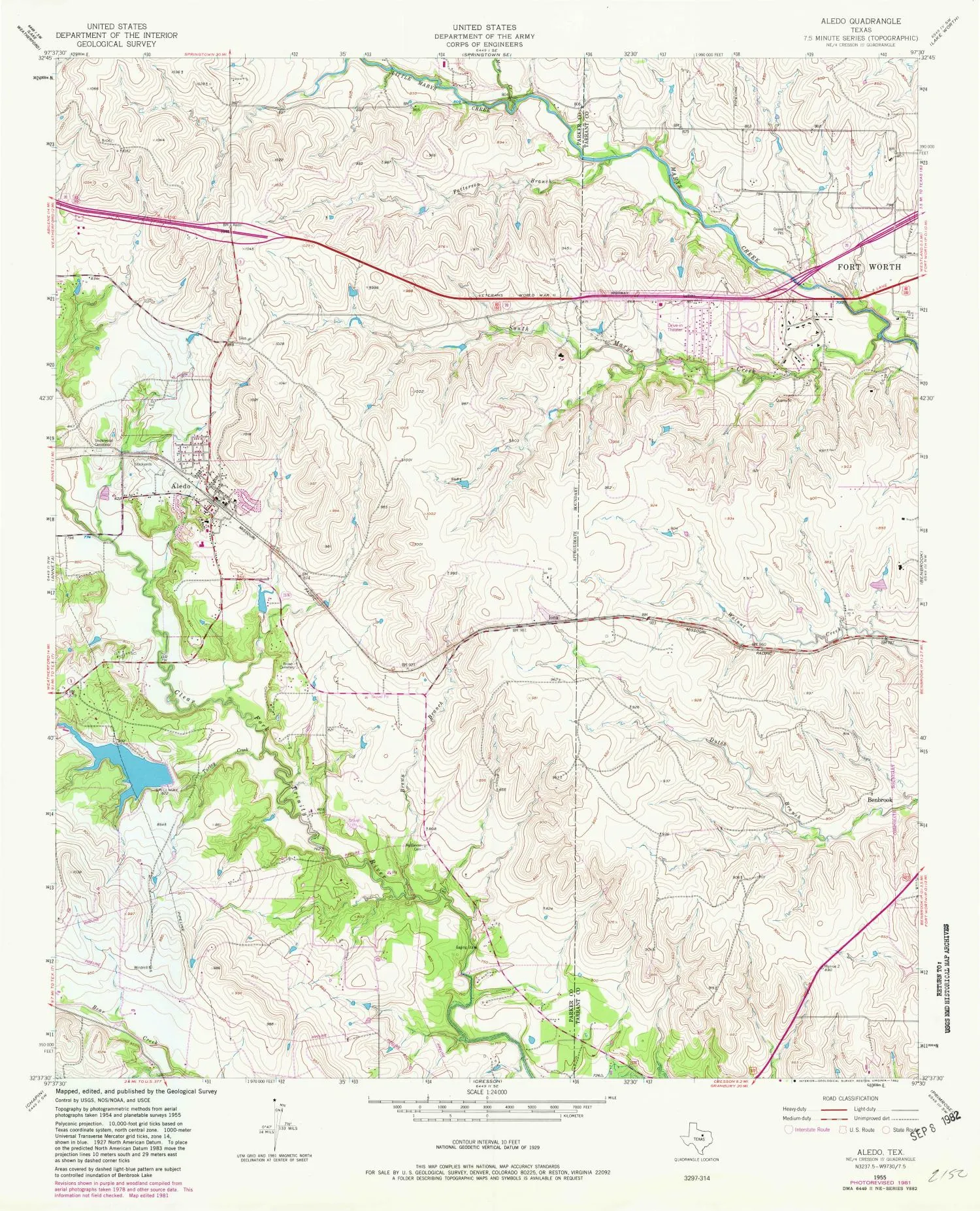 USGS topographic quadrangle map covering Aledo, Texas.