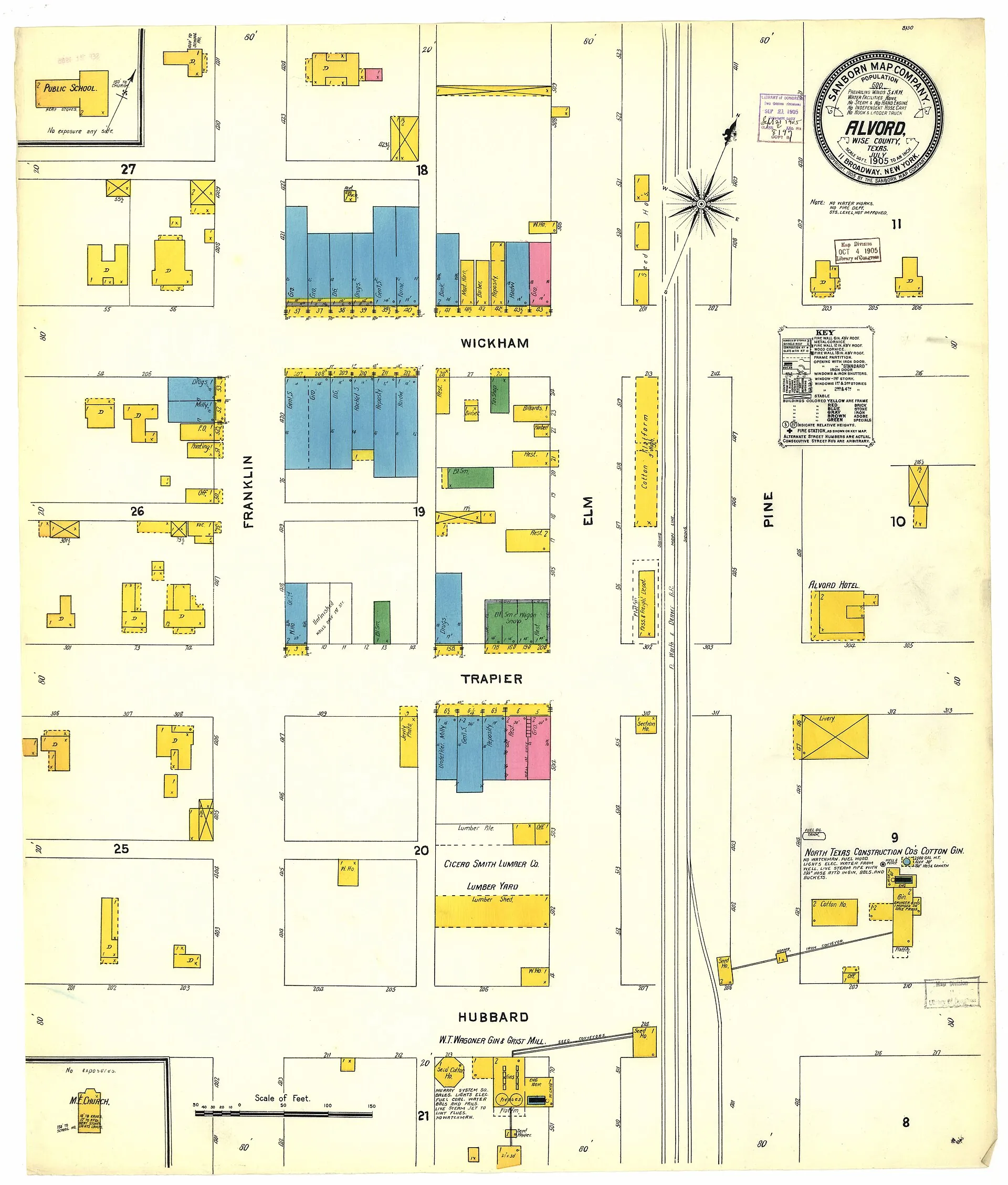 Sanborn fire insurance map of Alvord, Wise County, Texas (plate 002).