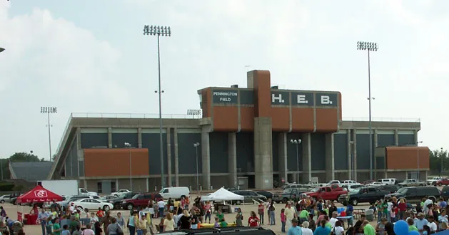 Exterior of Pennington Field stadium, Bedford