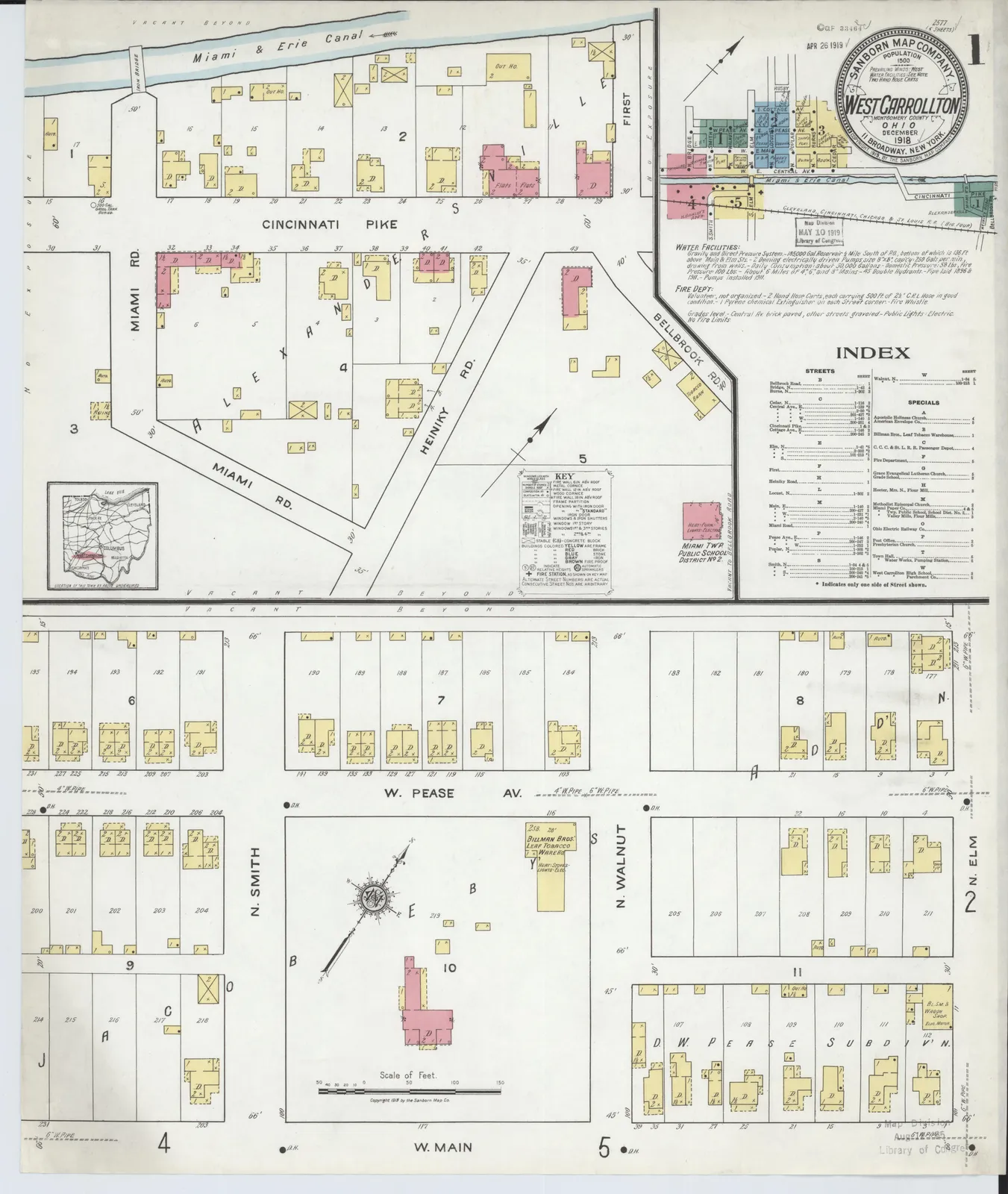 Sanborn Fire Insurance Map from West Carrollton, Montgomery County, Ohio, 1918, Plate 0001.jpg.
