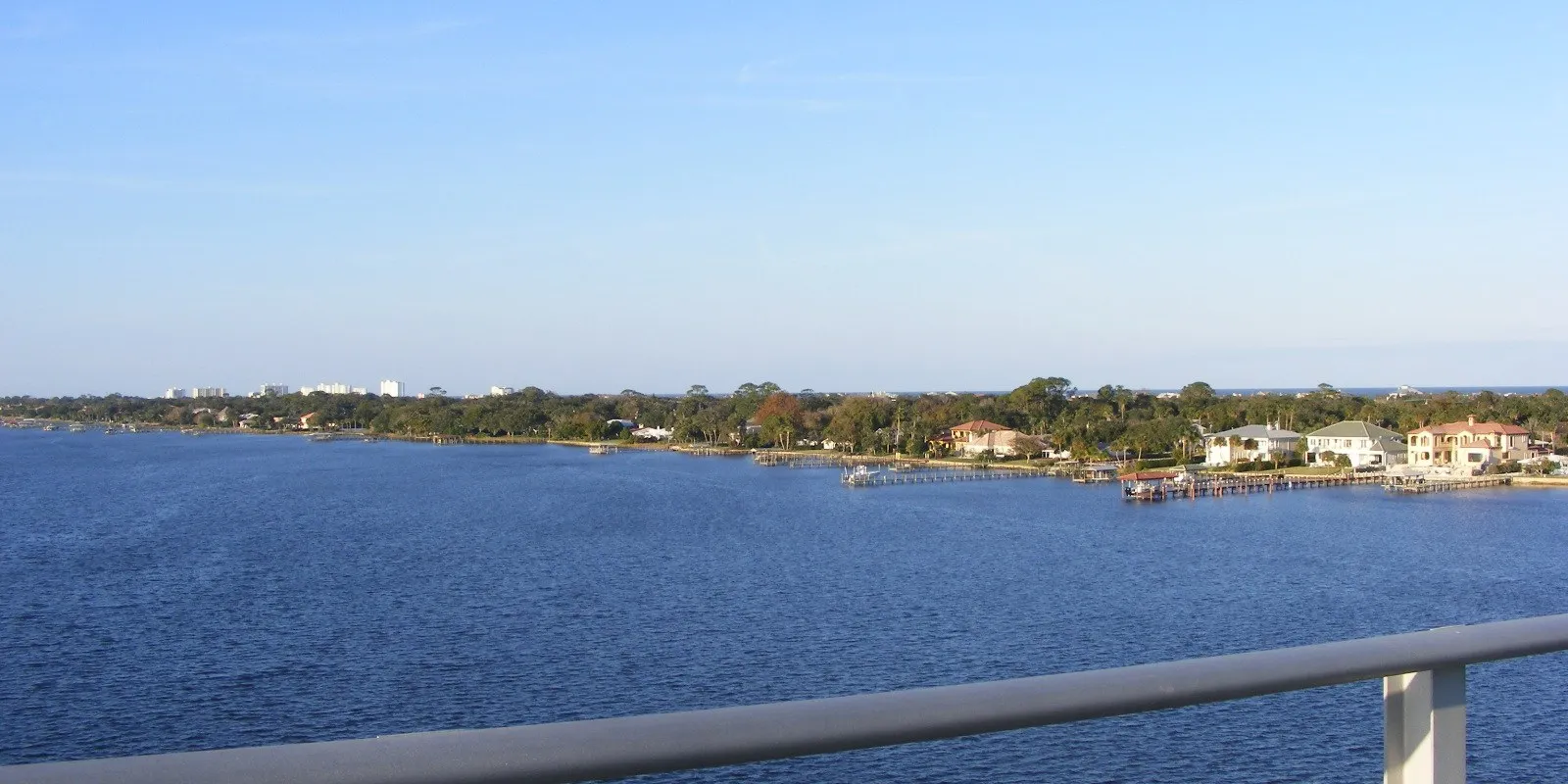 Skyline of Ormond-By-The-Sea, Volusia County, Florida, as seen from the top of the Granada Bridge in Ormond Beach, Florida. (Cropped image)