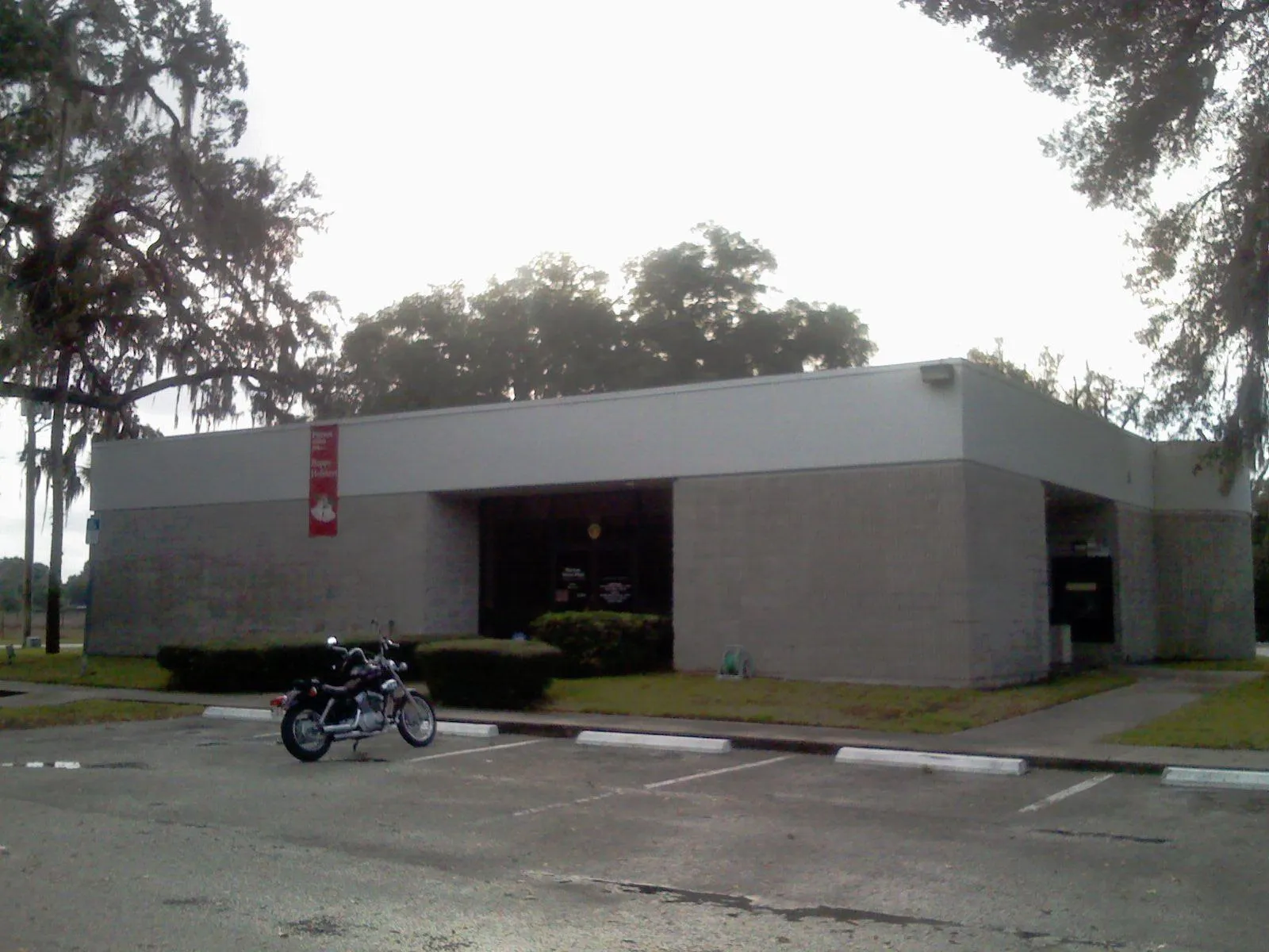 The town hall for the town of Pierson, Florida (United States). The town hall shares a building with a local bank branch.