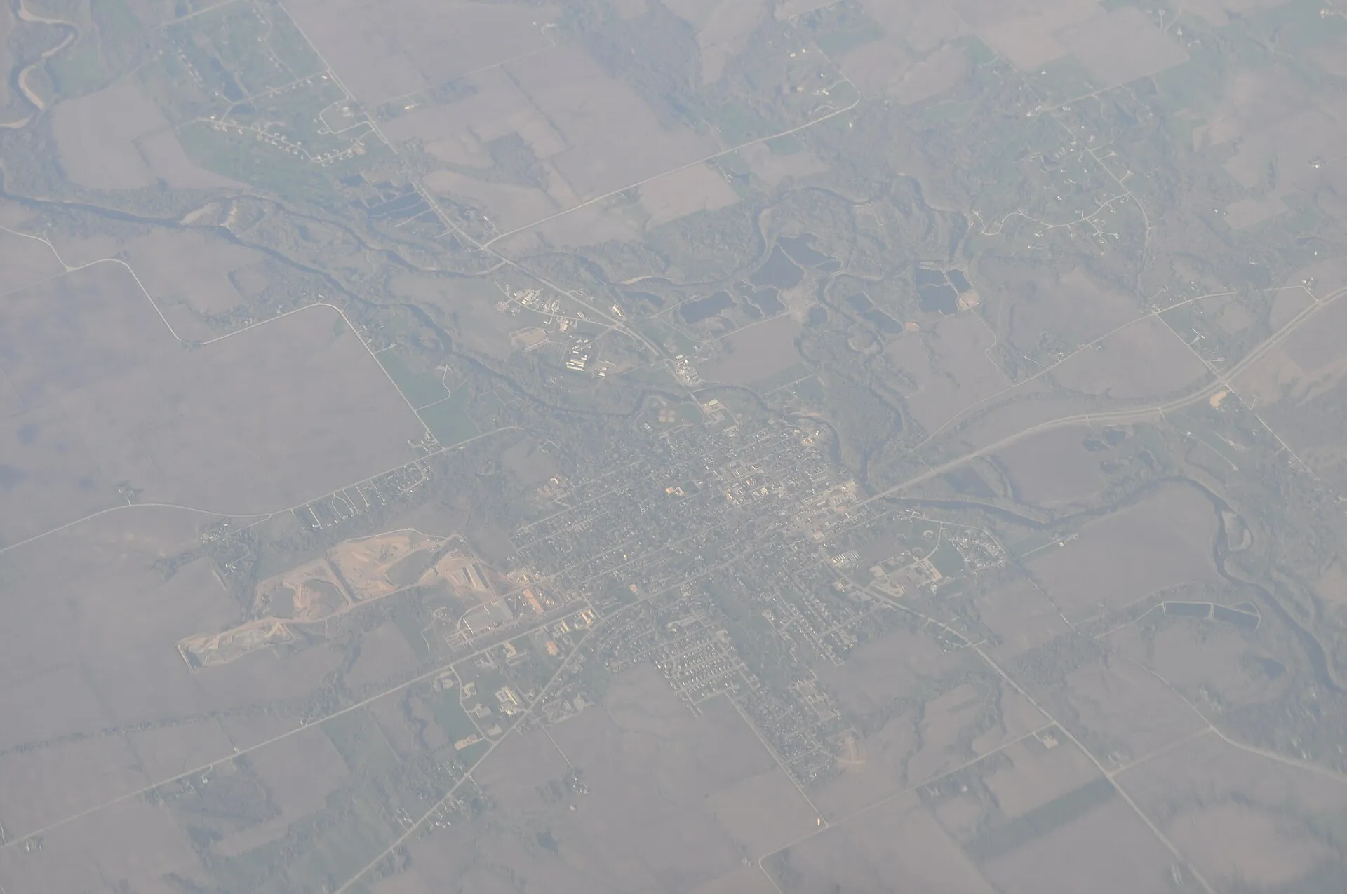 Aerial view of Adel, Iowa, USA.