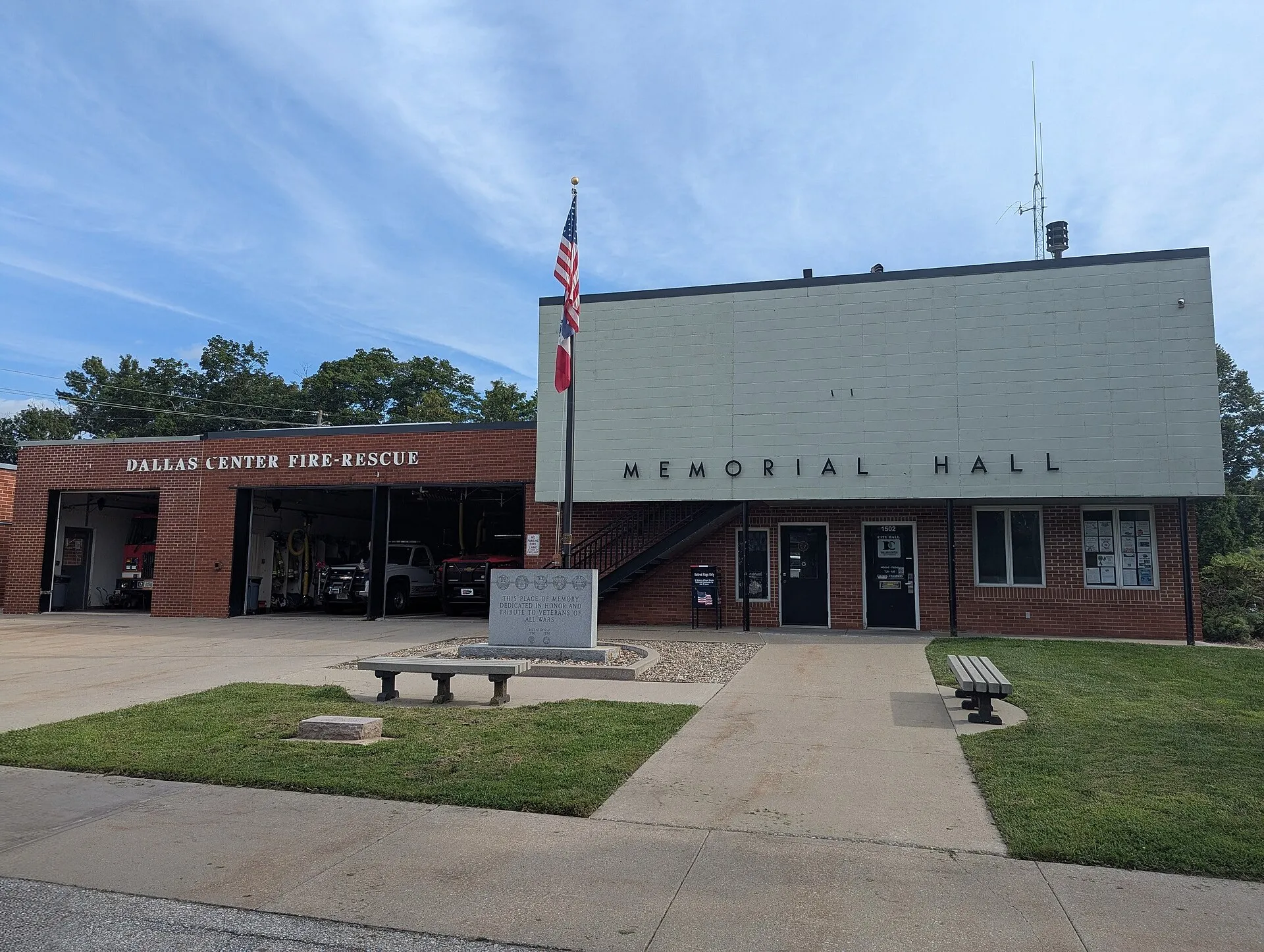 The city hall and fire-rescue building in Dallas Center, Iowa