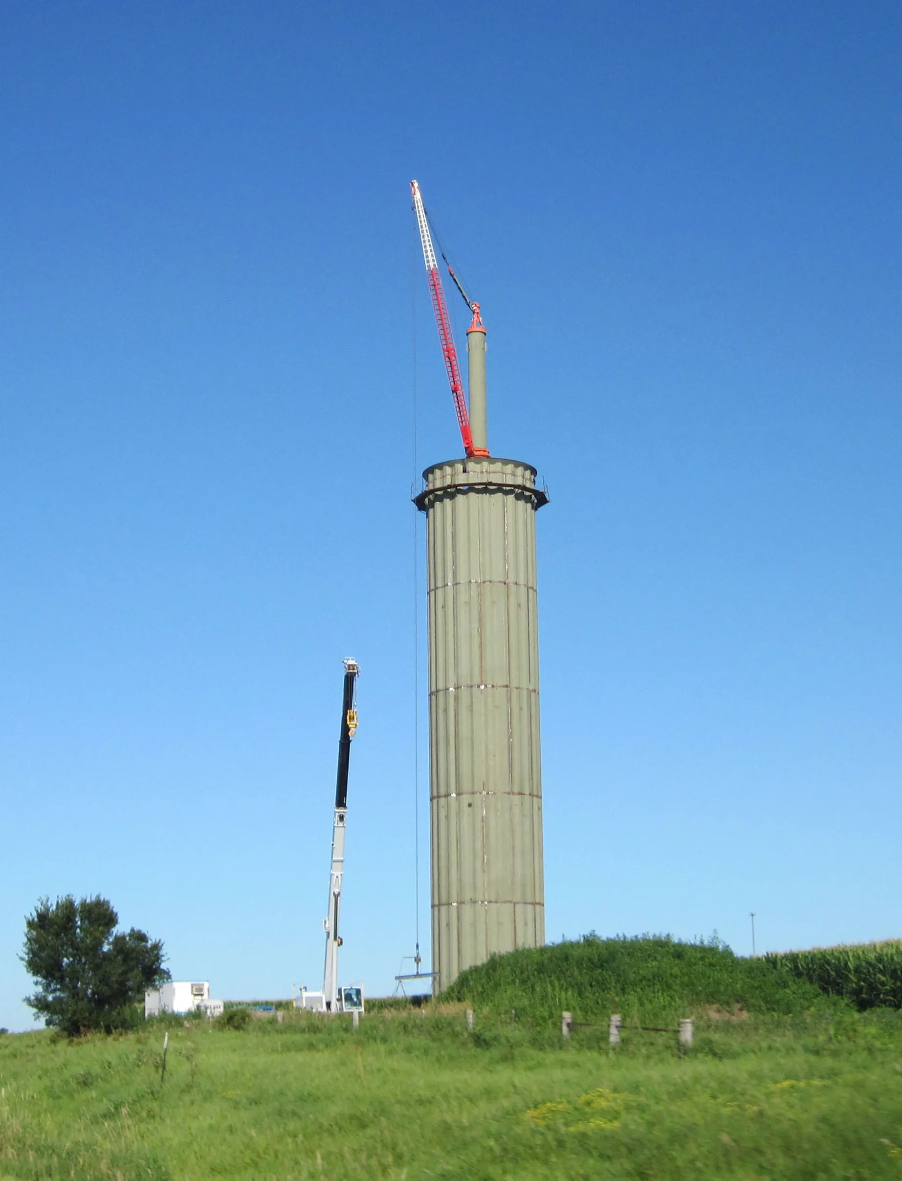 water tower under construction near De Soto
