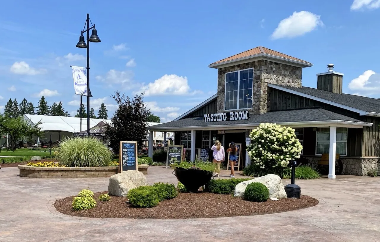 Exterior of the Blake's Hard Cider tasting room in Armada, Michigan.