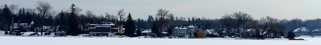 A view of Pine Lake in West Bloomfield Township, Michigan in the winter.