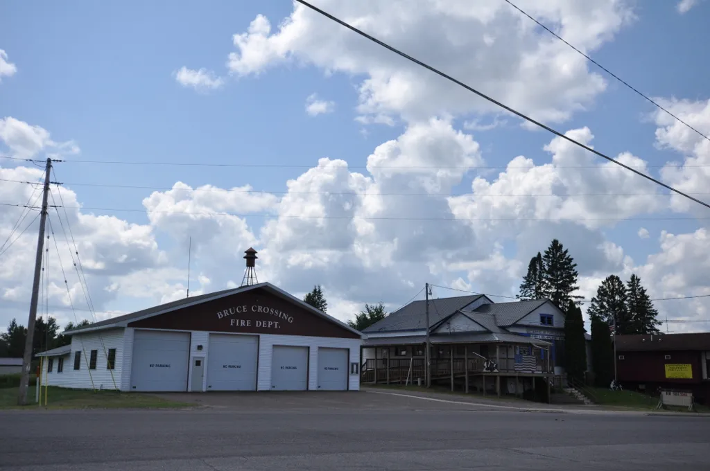 Fire station and VFW hall, Bruce Crossing, Michigan.