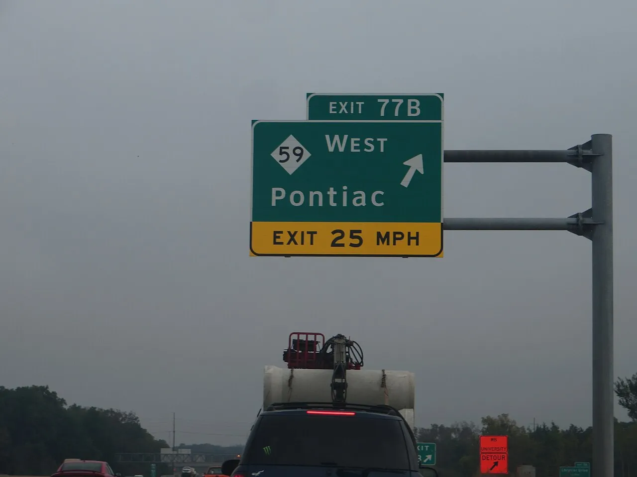 M-59 is an east–west state trunkline highway that crosses the northern part of Metropolitan Detroit in the US state of Michigan. It runs between Howell at Interstate 96 (I-96) and I-94 on the Chesterfield–Harrison townsh