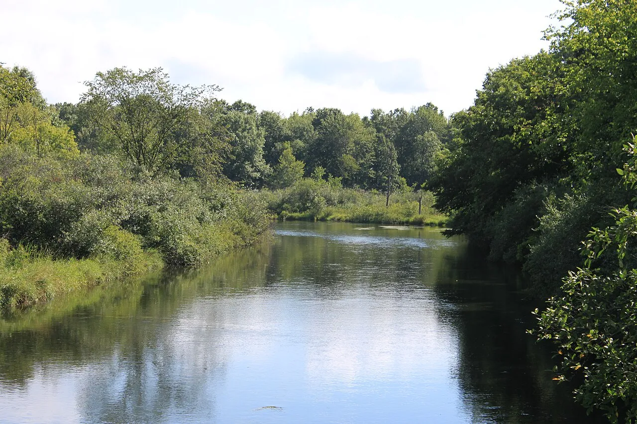Huron River viewed from bridge on Kensington Road, Green Oak Township, Michigan. Camera location42° 30′ 49.02″ N, 83° 41′ 23.11″ W View this and other nearby images on: OpenStreetMap 42.513617; -83.689753