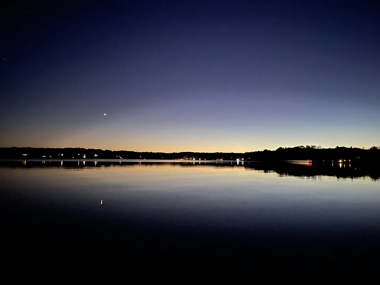 View of Long Lake in Long Lake Township, Grand Traverse County, Michigan. Picture was taken from the northern shore at Taylor Park on October 30, 2021.
