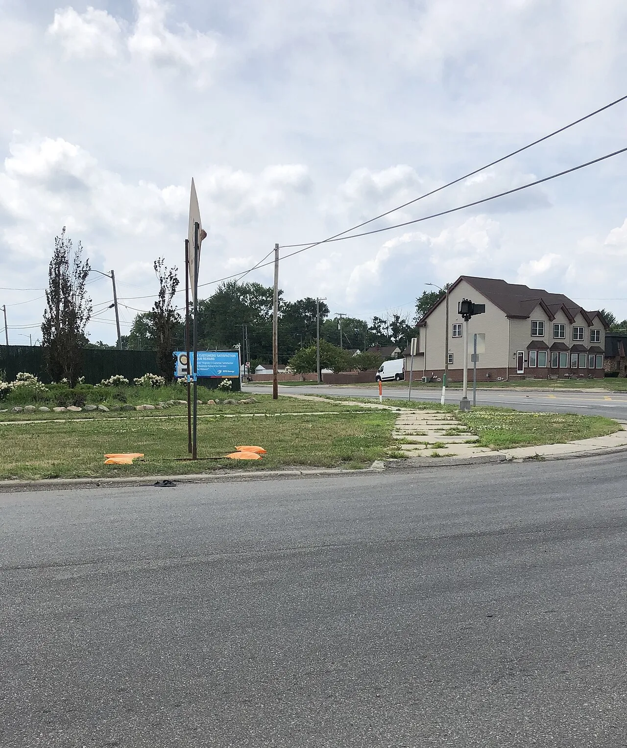 View of a house (on South Dearborn Street) from the intersection of Greenfield Road and Allen Road in Melvindale, Michigan.