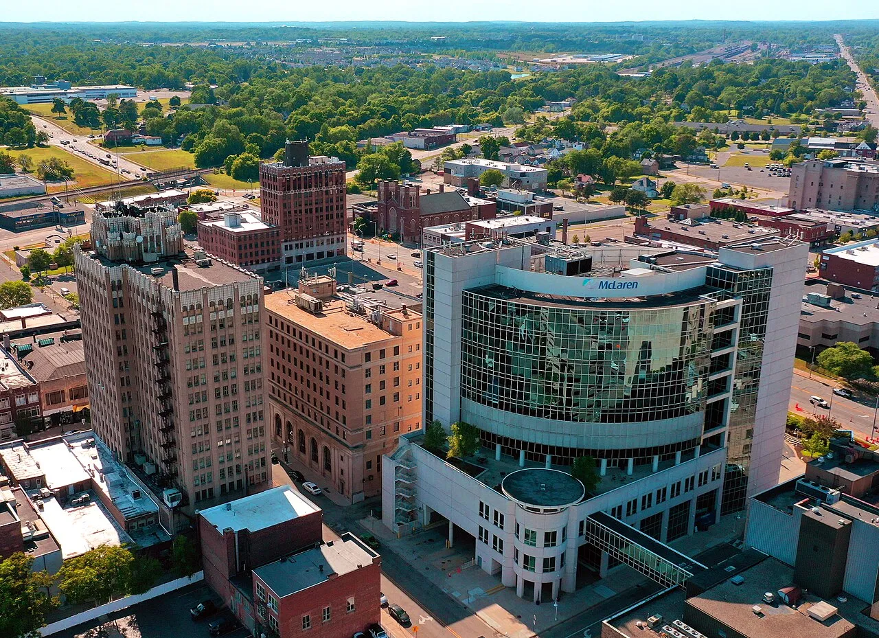 Downtown Pontiac, Michigan looking northwest