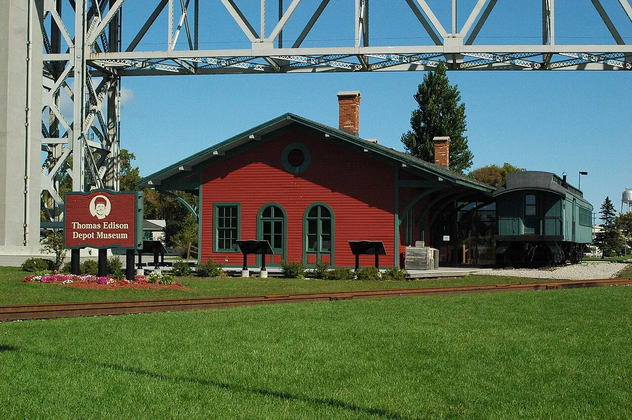 Thomas Edison Depot Museum under the Blue Water Bridge in Port Huron, Michigan