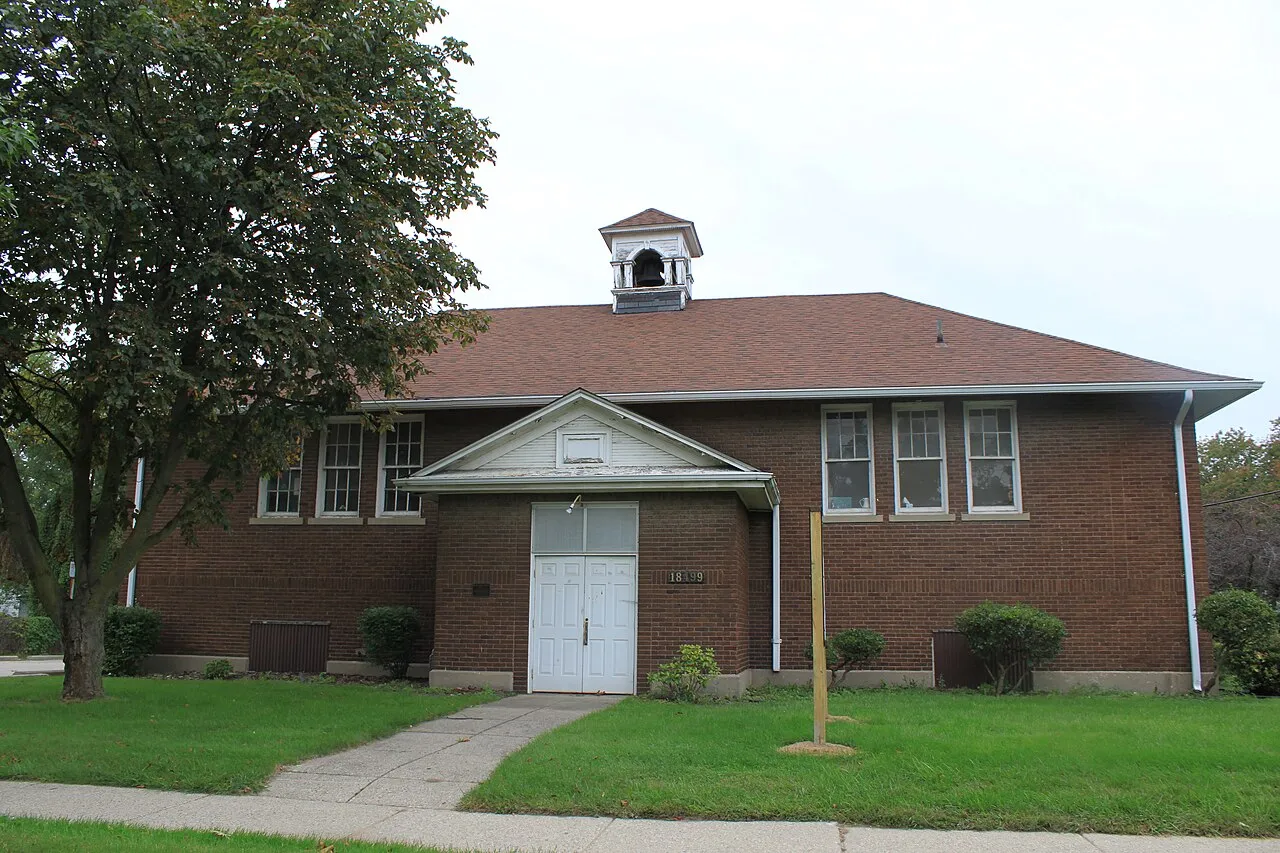 Redford Township District No. 5 School, 18499 Beech Daly Road, Redford, Michigan. The school is a Registered Michigan Historic Site.
