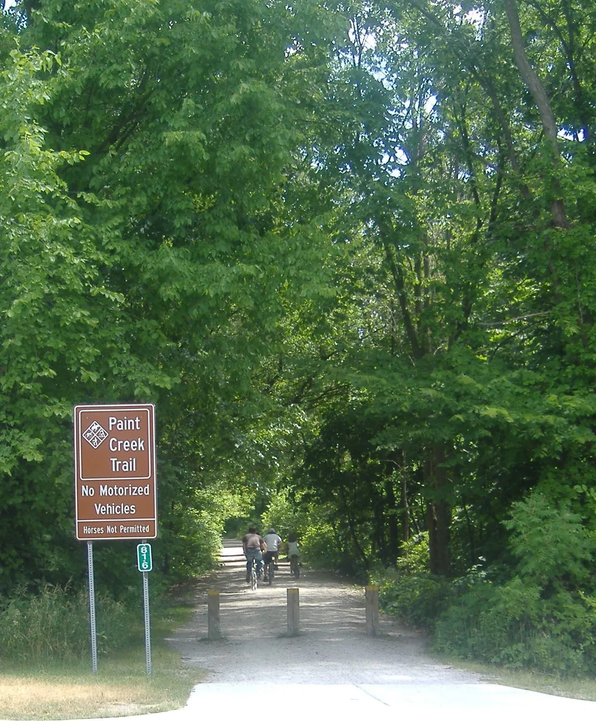 Rochester, Michigan. The Paint Creek Trail is a 8.5 mile "Rails-to-Trails" pathway that connects the cities of Rochester and Lake Orion, Michigan. The photo was taken at the trail entrance on north side of Rochester Mu