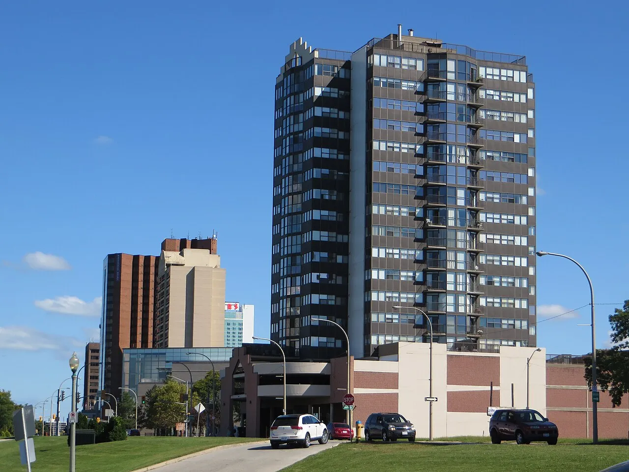 By the Caron Ave Pumping Station, facing east-southeast. Windsor, Ontario is the southernmost city in Canada. It is located on the southern shore of the Detroit River, directly across the river from Detroit, Michigan. Wi
