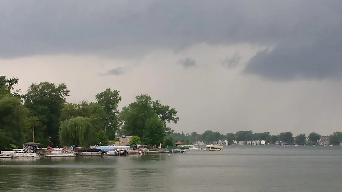 An image of Walled Lake in Michigan on a cloudy day.
