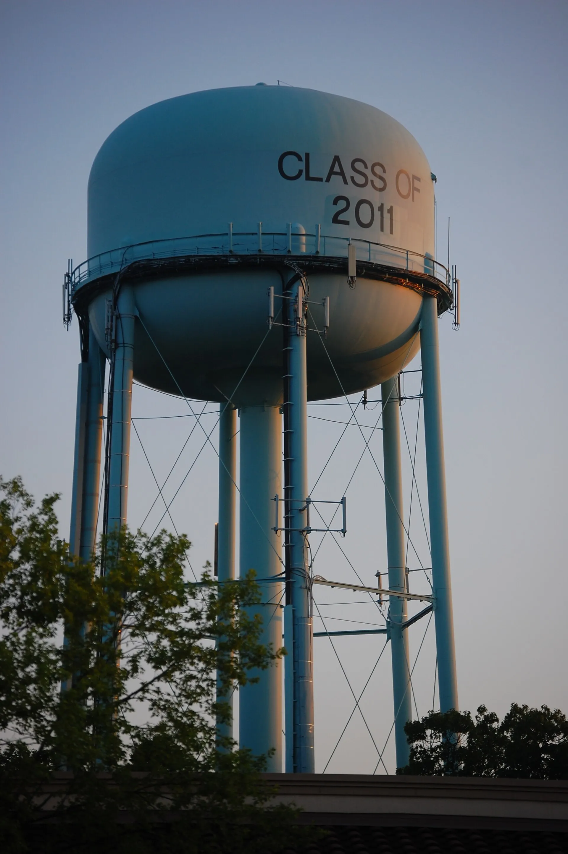 The Cary water tower across Maynard Road from Cary High School, painted to celebrate the class of 2011.