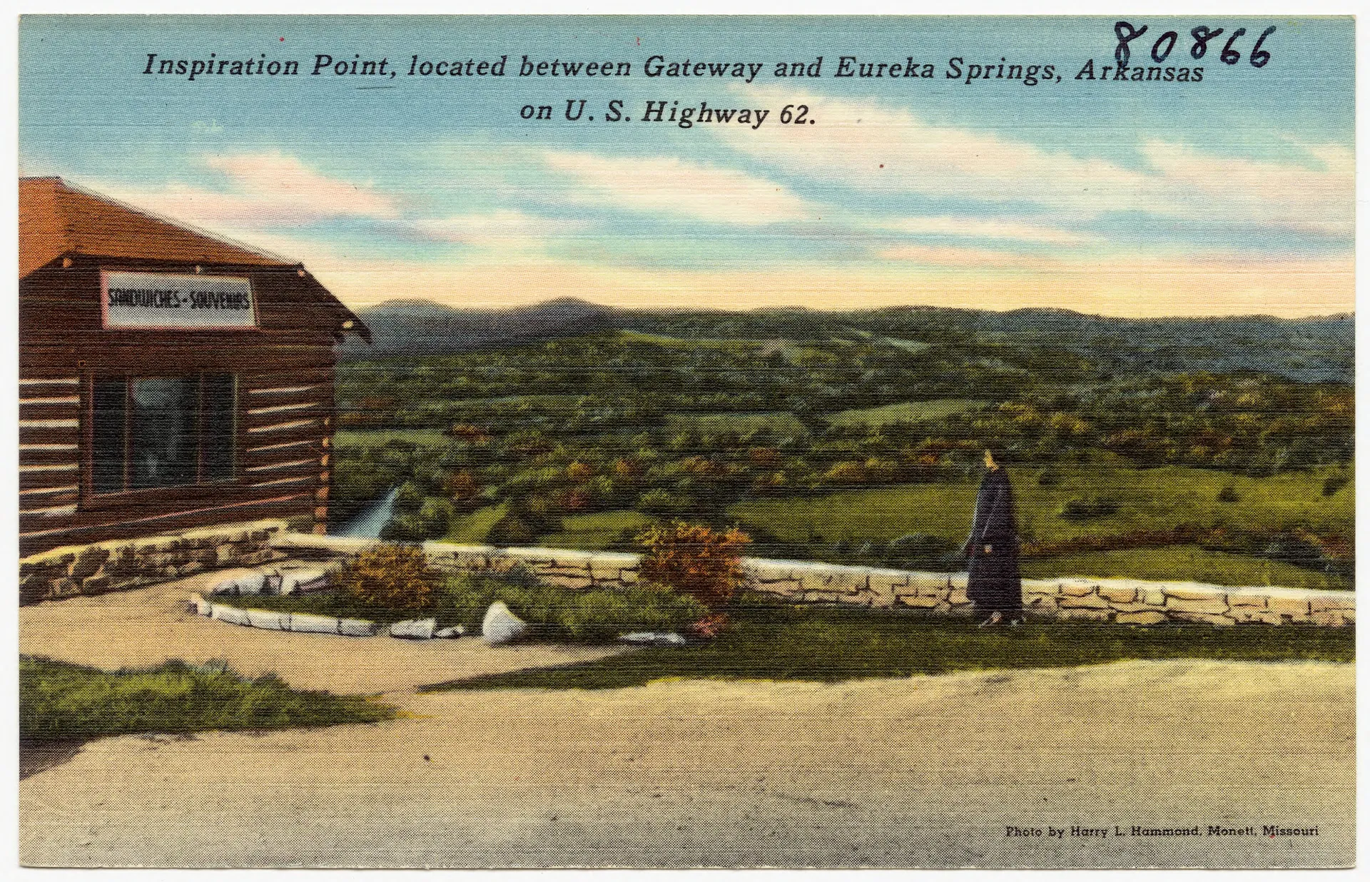 Title: Inspiration Point, located between Gateway and Eureka Springs, Arkansas on U.S. highway 62 Places: Arkansas > Benton (county) > Gateway;