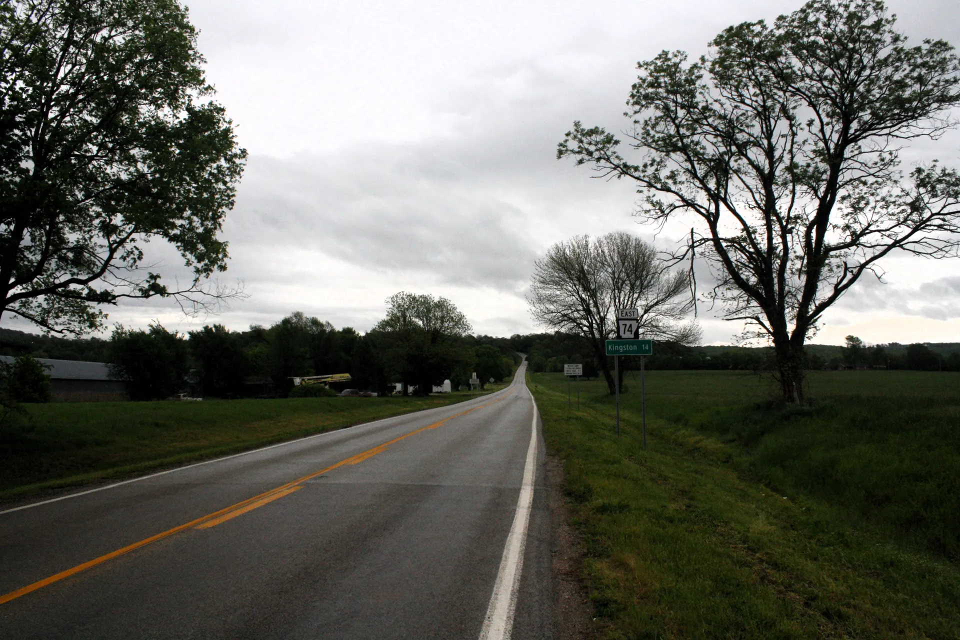 First AR 74 reassurance marker eastbound from the AR 23 junction south of Huntsville, AR
