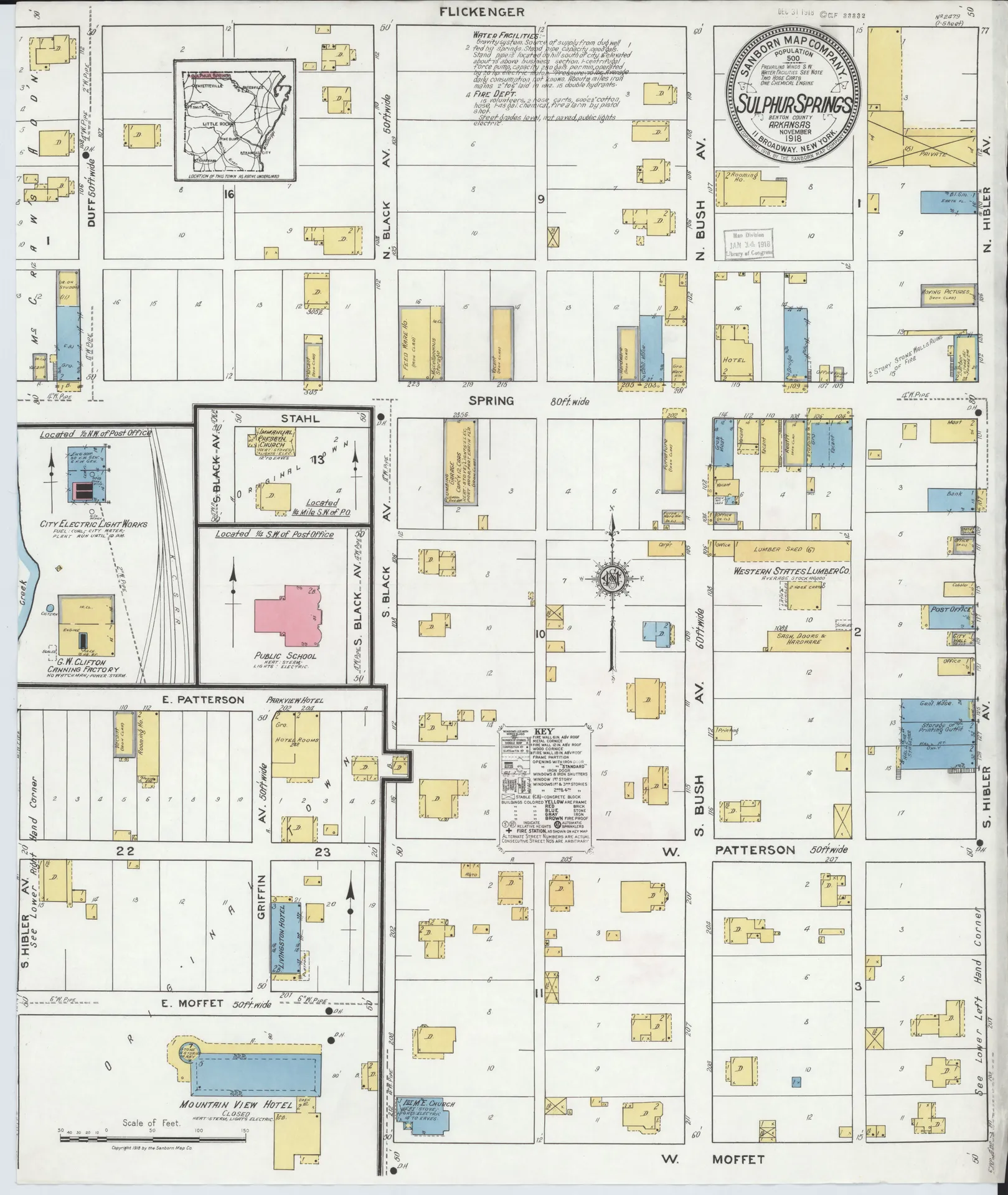 Sanborn Fire Insurance Map of Sulphur Springs, Benton County, Arkansas (Apr 1909)