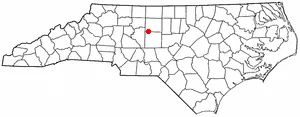 Adapted from Wikipedia's NC county maps by Seth Ilys. en:Category:North Carolina Dot Maps