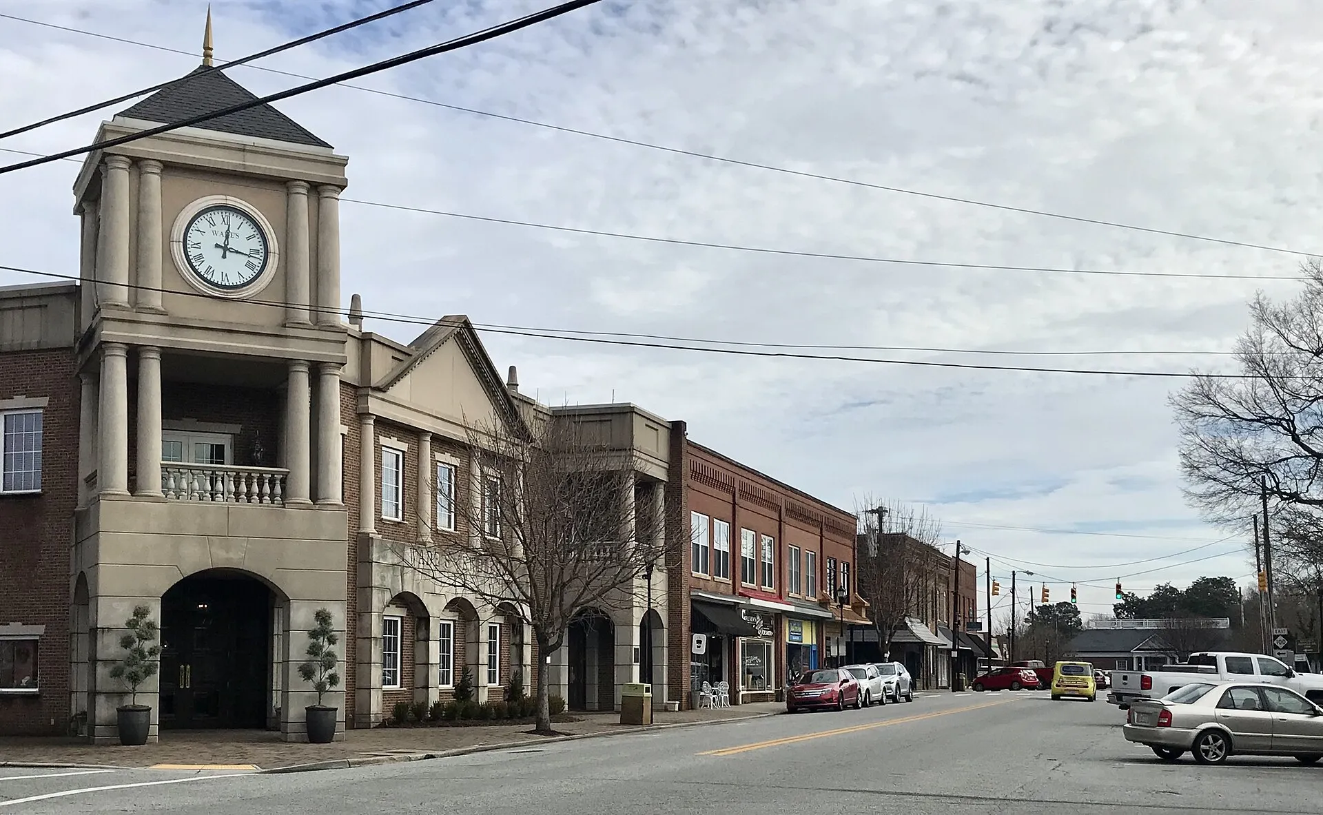 Main Street in Gibsonville with Wade Jewelers building in foreground on left