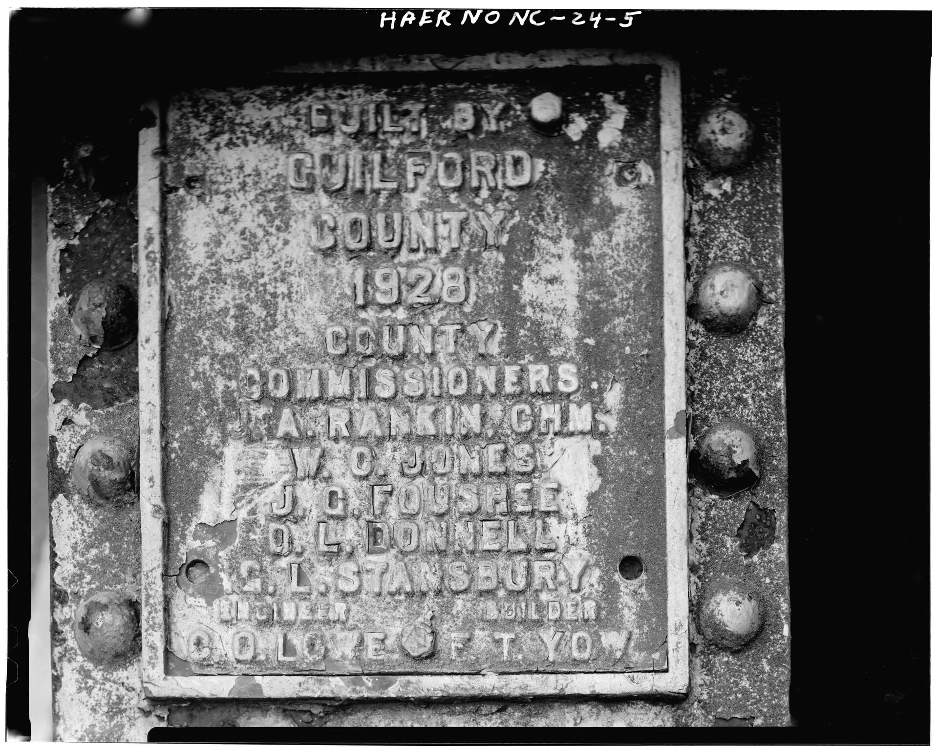BRIDGE PLATE - North Carolina Route 1334 Bridge, Spanning Deep River, Jamestown, Guilford County, NC HAER NC,41-JAMTO.V,2-5.tif