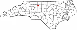 Adapted from Wikipedia's NC county maps by Seth Ilys. en:Category:North Carolina Dot Maps