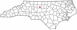 Adapted from Wikipedia's NC county maps by Seth Ilys. en:Category:North Carolina Dot Maps