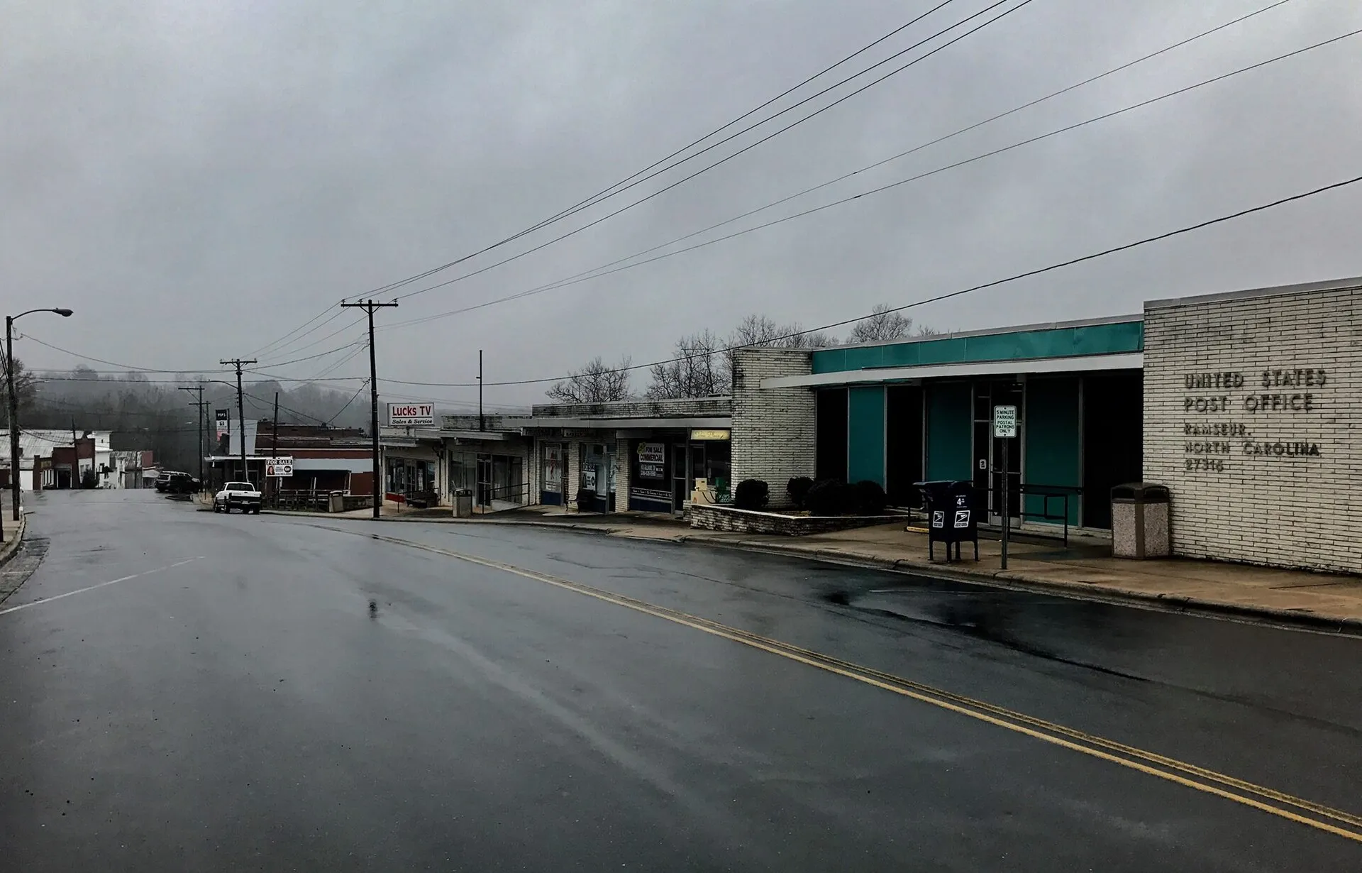 Ramseur, North Carolina with post office at the right