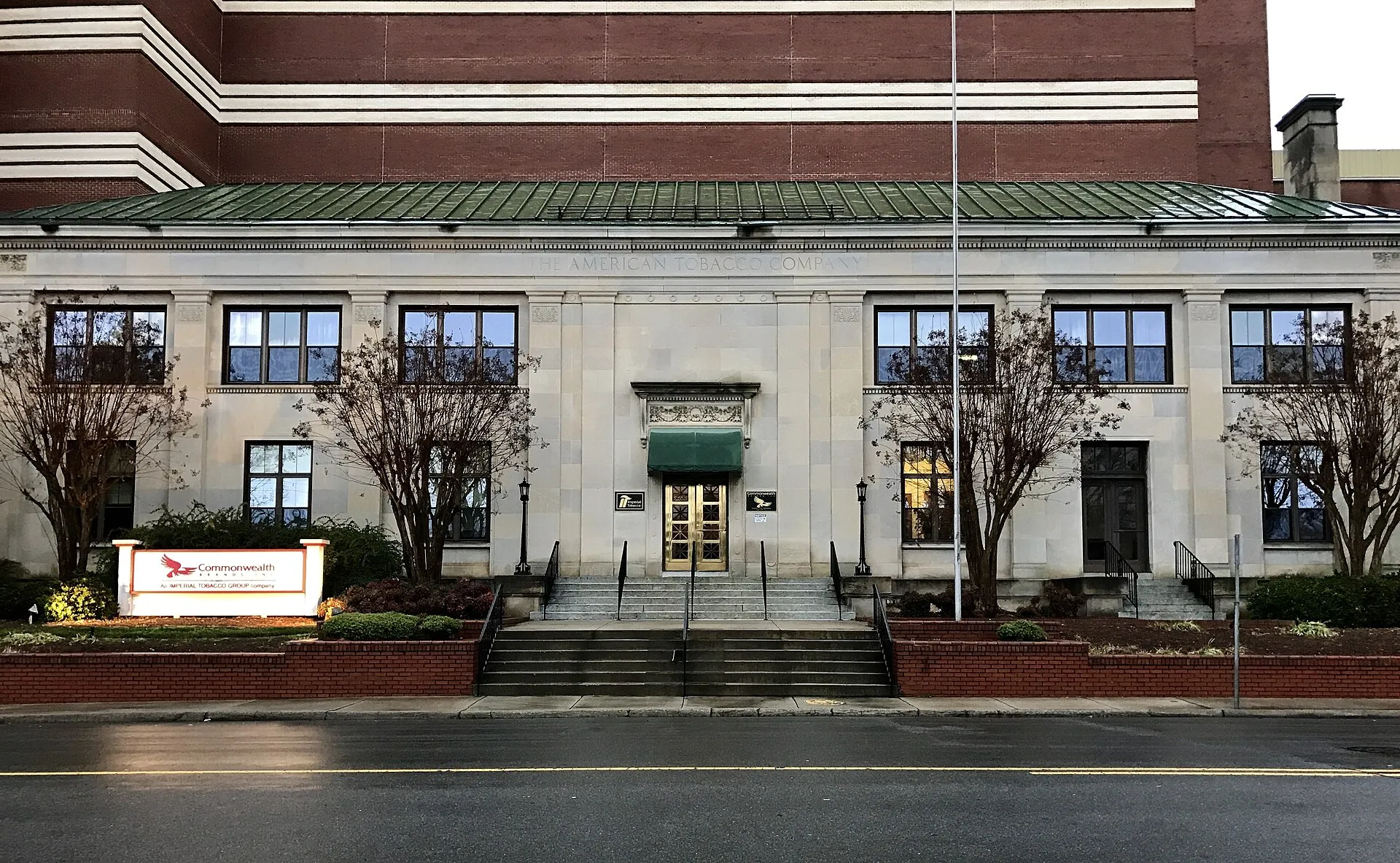 American Tobacco Company building facade, with new sign for Imperial Brands