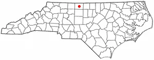 Adapted from Wikipedia's NC county maps by Seth Ilys. en:Category:North Carolina Dot Maps
