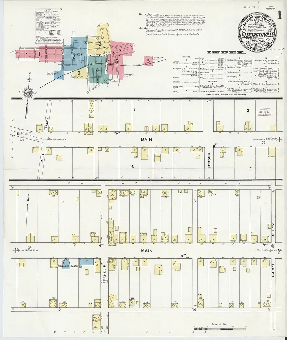 Sanborn Fire Insurance Map from Elizabethville, Dauphin County, Pennsylvania, 1911, Plate 0001
