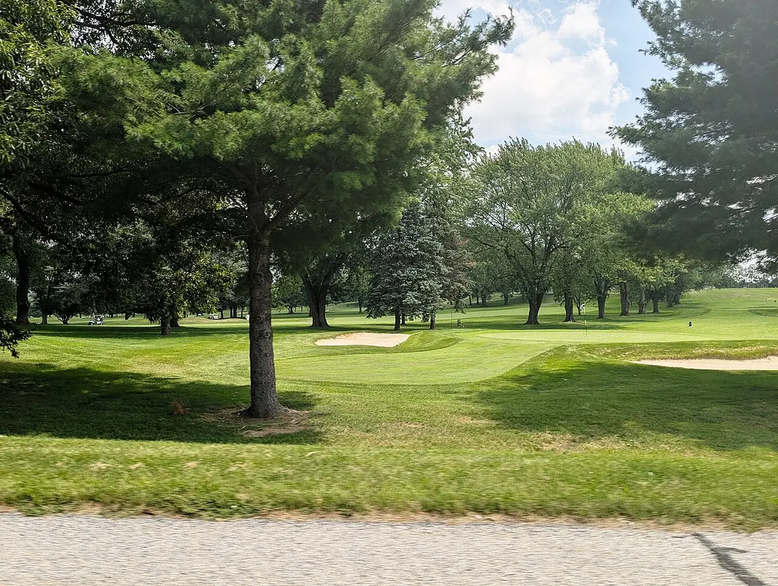 Photo of the Colonial Golf and Tennis Club in Lower Paxton Township, Pennsylvania. Photo taken from Pennsylvania Route 39 (Linglestown Road) looking southeast.