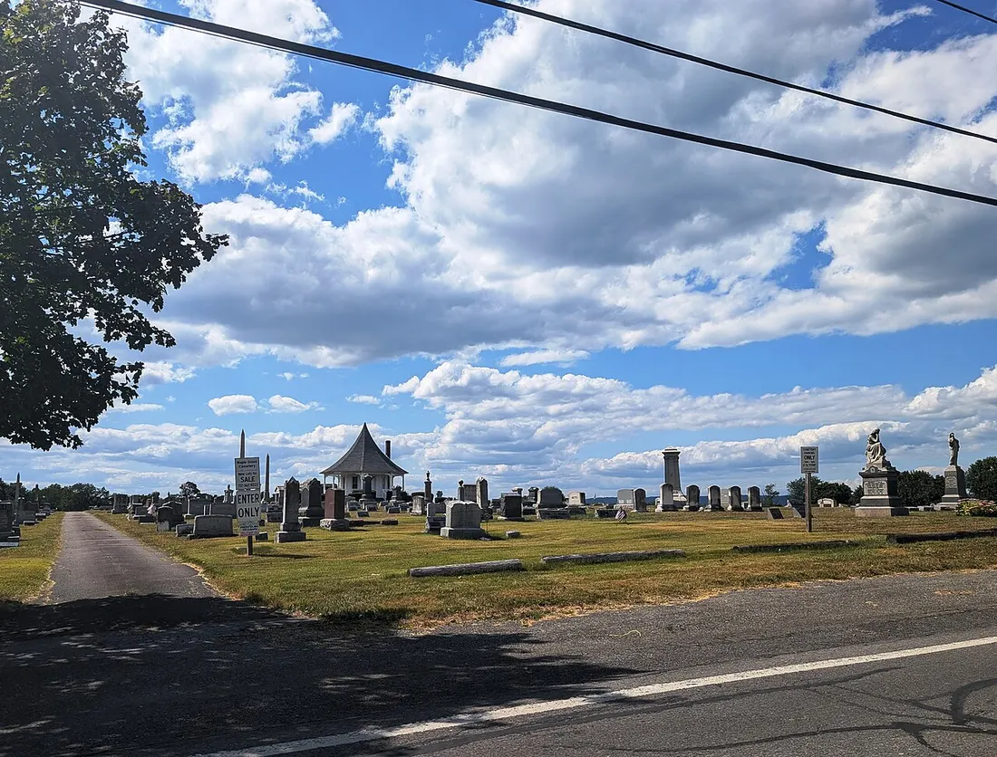 Photo of the Maple Grove Cemetery in Washington Township, Dauphin County, Pennsylvania. Photo taken from North Church Street looking west-northwest.